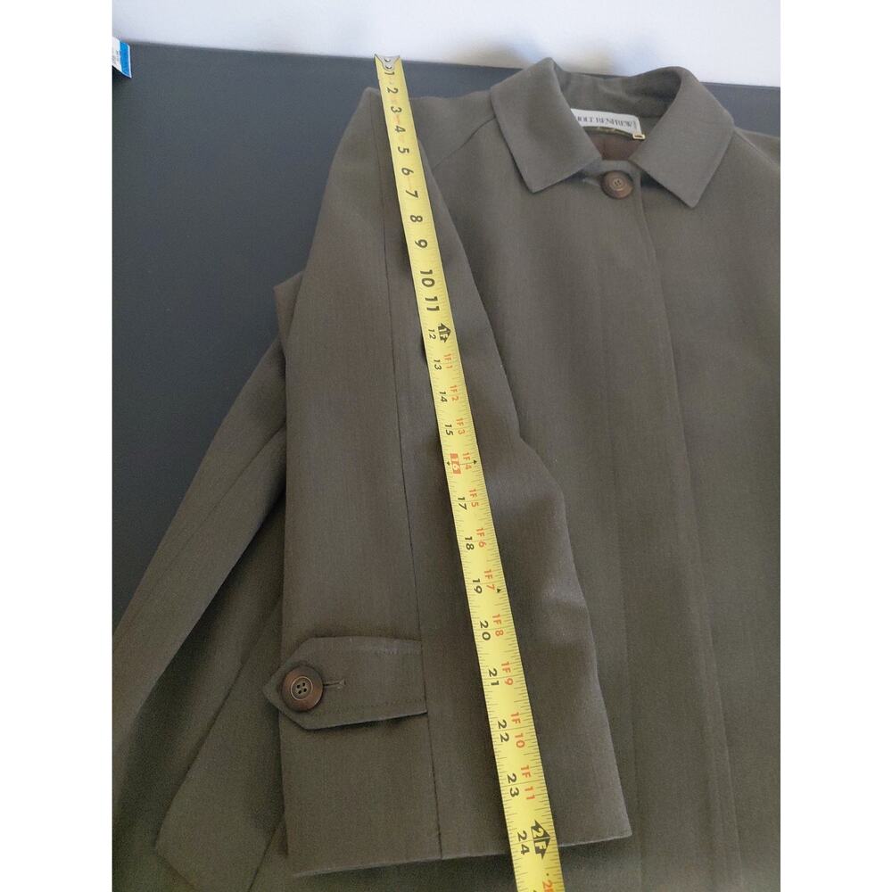 VTG Holt Renfrew "Samuel" Women Overcoat Green 12 Elevated Clean Closure Wool - Picture 13 of 13